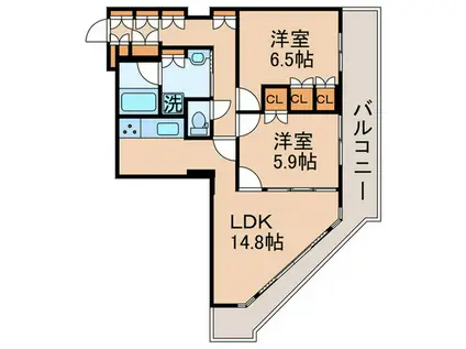 豊洲シエルタワー(2LDK/22階)の間取り写真