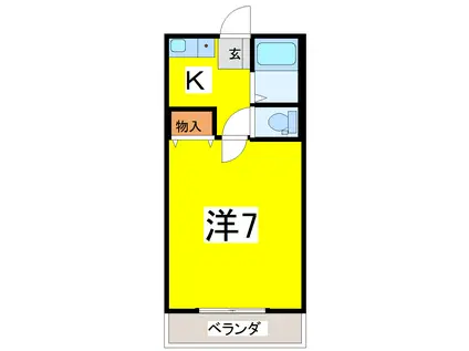 カーサヴェルデ(1K/1階)の間取り写真