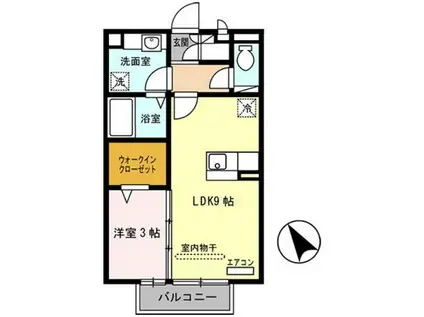 フィオーレ野崎II(1LDK/2階)の間取り写真