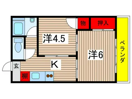一ツ橋ハイム(2K/5階)の間取り写真