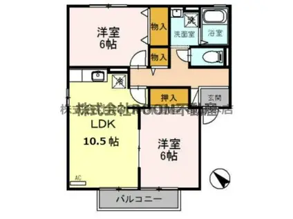 シェ・ドゥーブル A・B(2LDK/1階)の間取り写真