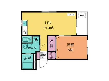 ヒーローマンション富田(1LDK/2階)の間取り写真