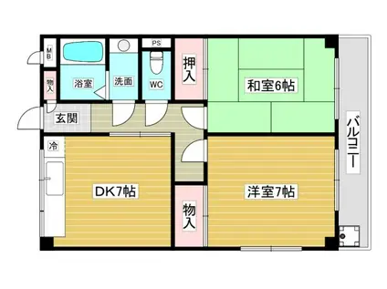 サンモール(2DK/2階)の間取り写真