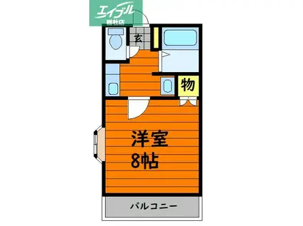 ガーデンヒルズ上東II(1K/2階)の間取り写真