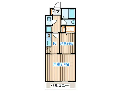プルミエール錦町(2K/4階)の間取り写真