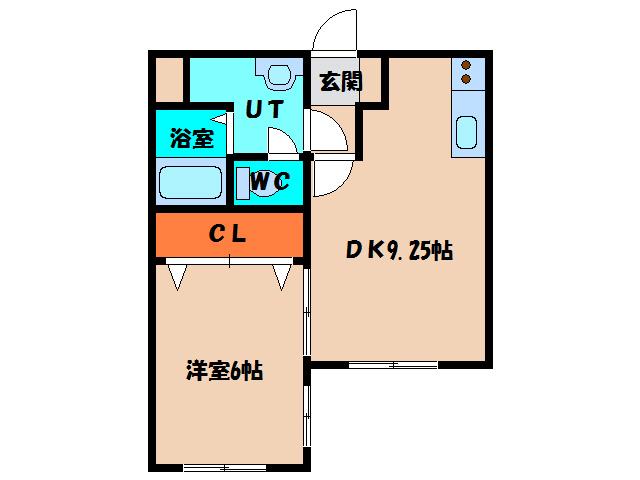 ヴェルドミール湯川(1DK/4階)の間取り写真