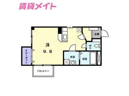 ミレニアJ・K III(ワンルーム/2階)の間取り写真