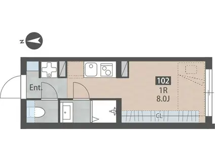 サクシードレジデンス中落合(1K/1階)の間取り写真