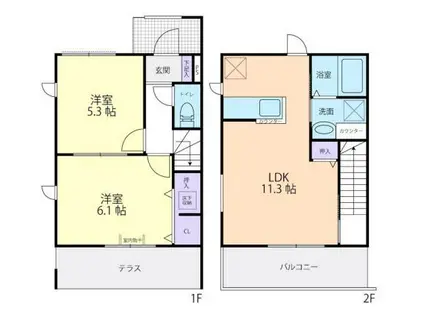 ファミーユ II(2LDK/1階)の間取り写真