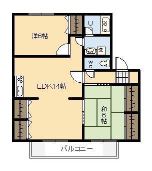 パルコートA棟(2LDK/1階)の間取り写真