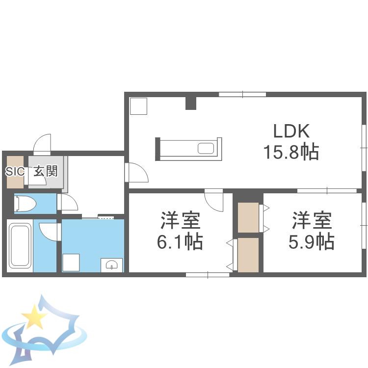 LU PIONIA(2LDK/2階)の間取り写真