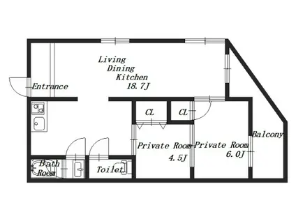 中曽司マンション(2LDK/2階)の間取り写真