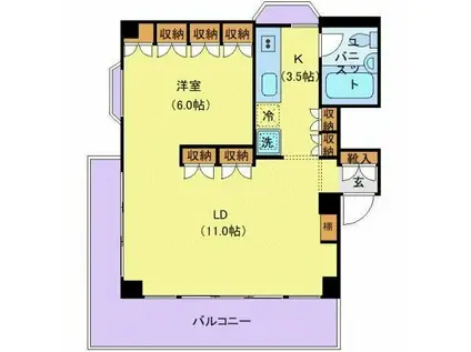 ISOフラット(1LDK/2階)の間取り写真
