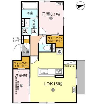 D-RESIDENCE上甲子園(2LDK/1階)の間取り写真