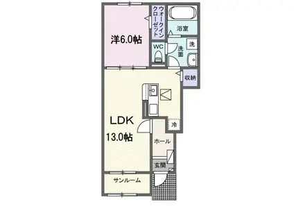 ラヴィベールアイ I(1LDK/1階)の間取り写真