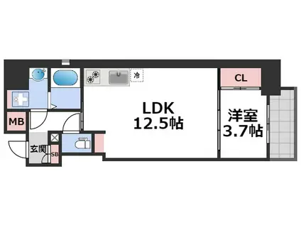ファーストフィオーレ本町イーストII(1LDK/4階)の間取り写真