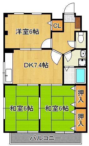 ロージュマン山内(3DK/2階)の間取り写真
