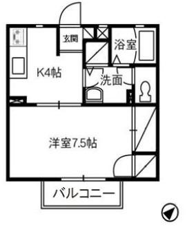 リビエール倉敷C棟(1K/2階)の間取り写真