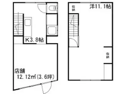 リニュ―田寺(ワンルーム/1階)の間取り写真