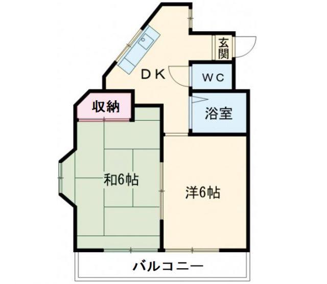 ベイサイド藤原(2DK/3階)の間取り写真