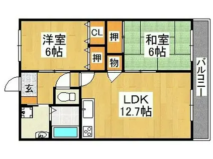 アーバンヒル広川(2LDK/2階)の間取り写真