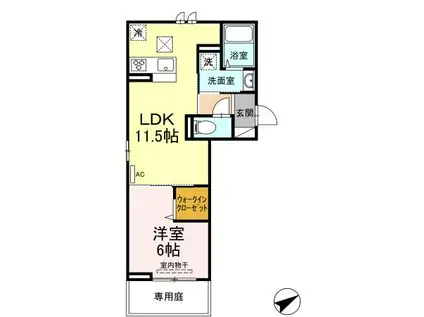 O-DIK GARDENII(1LDK/1階)の間取り写真