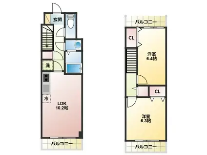 サンライズ幕張(2LDK/3階)の間取り写真