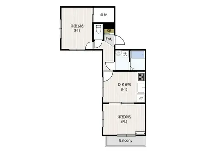 シェールメゾン(2DK/3階)の間取り写真