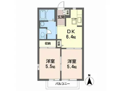 セリジェ(2DK/1階)の間取り写真