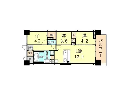 スプランディッドXI(3LDK/3階)の間取り写真