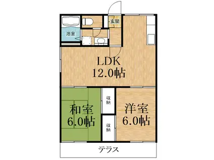 アネックスおゆみ野A(2LDK/1階)の間取り写真