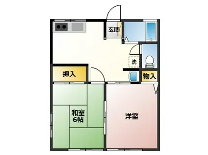 シティハイム ハイムイサム(2K/1階)の間取り写真