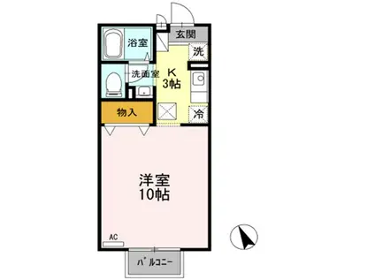 スリーファイブ(1K/2階)の間取り写真