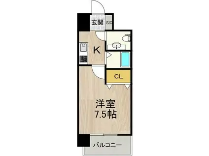 フロンティアタワー名駅南(1K/3階)の間取り写真