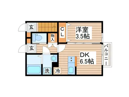 RUIII(1DK/1階)の間取り写真