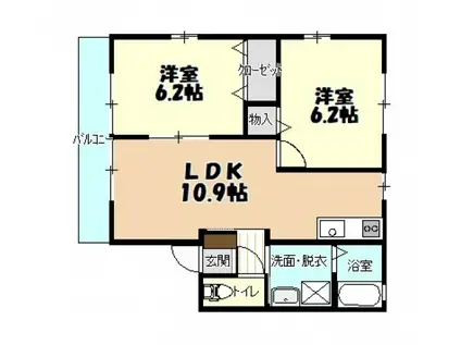 NYレトア(2LDK/1階)の間取り写真