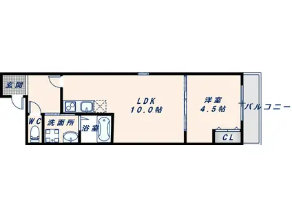 フジパレス弥刀I(1LDK/1階)の間取り写真