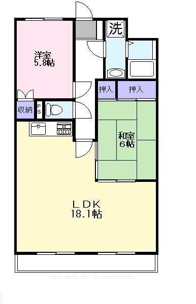 ラフェスタ彦根II(2LDK/1階)の間取り写真