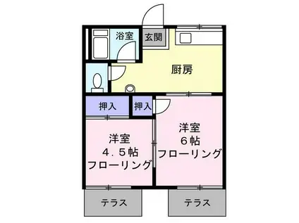 第1葉山コーポA(2K/1階)の間取り写真