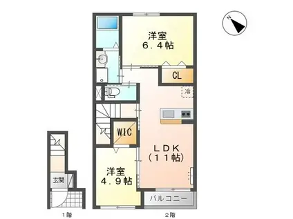 アヴァンス・アカツカ(2LDK/2階)の間取り写真