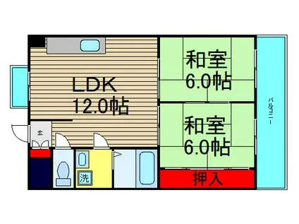 コンフォート北花田(2LDK/1階)の間取り写真