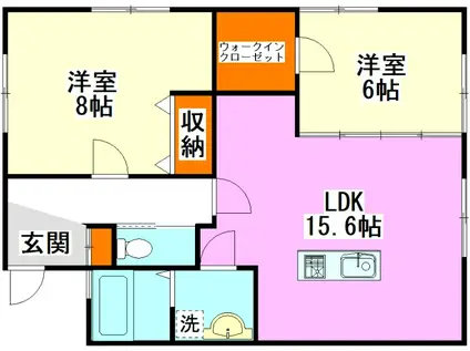 梅ノ杜 AVENIR MELL A棟(2LDK/2階)の間取り写真