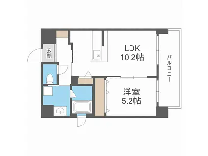 フェリーチェ難波(1LDK/5階)の間取り写真