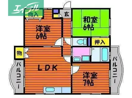 ベクトルガーデン奥田(3LDK/1階)の間取り写真