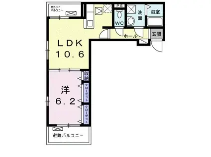 サウスヒルズ馬堀(1LDK/3階)の間取り写真