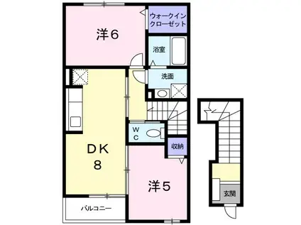 ソレイユ・ルヴァン(2DK/2階)の間取り写真