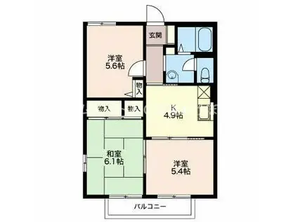 ひまわりハイツ A(3K/2階)の間取り写真