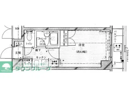 グランヴァン阿佐ヶ谷II(1K/4階)の間取り写真