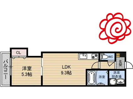 GM HILLS IMAZUKITA B棟(1LDK/1階)の間取り写真