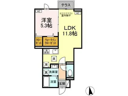 セレスティア小金井中町(1LDK/1階)の間取り写真